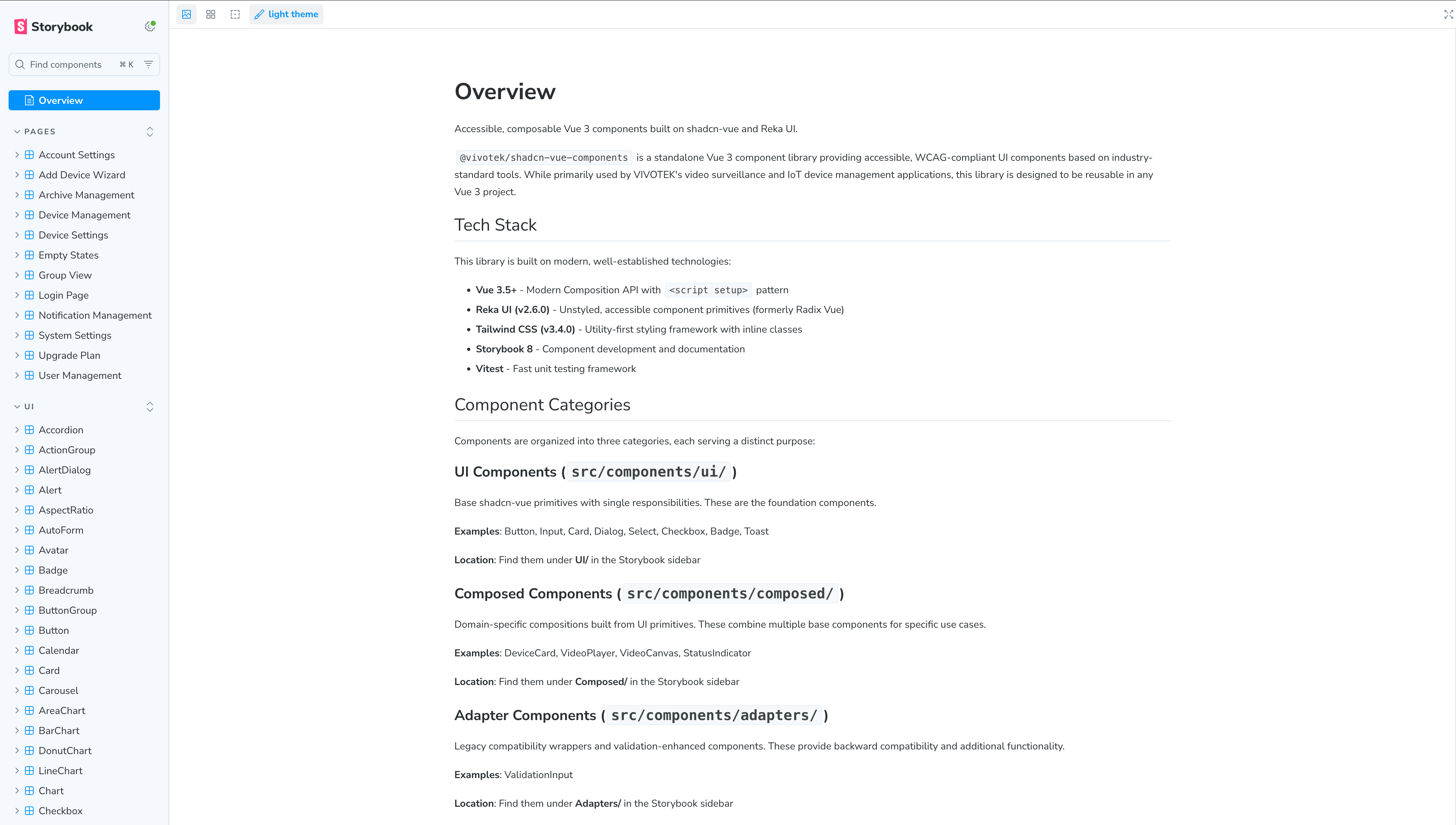 shadcn-vue Storybook